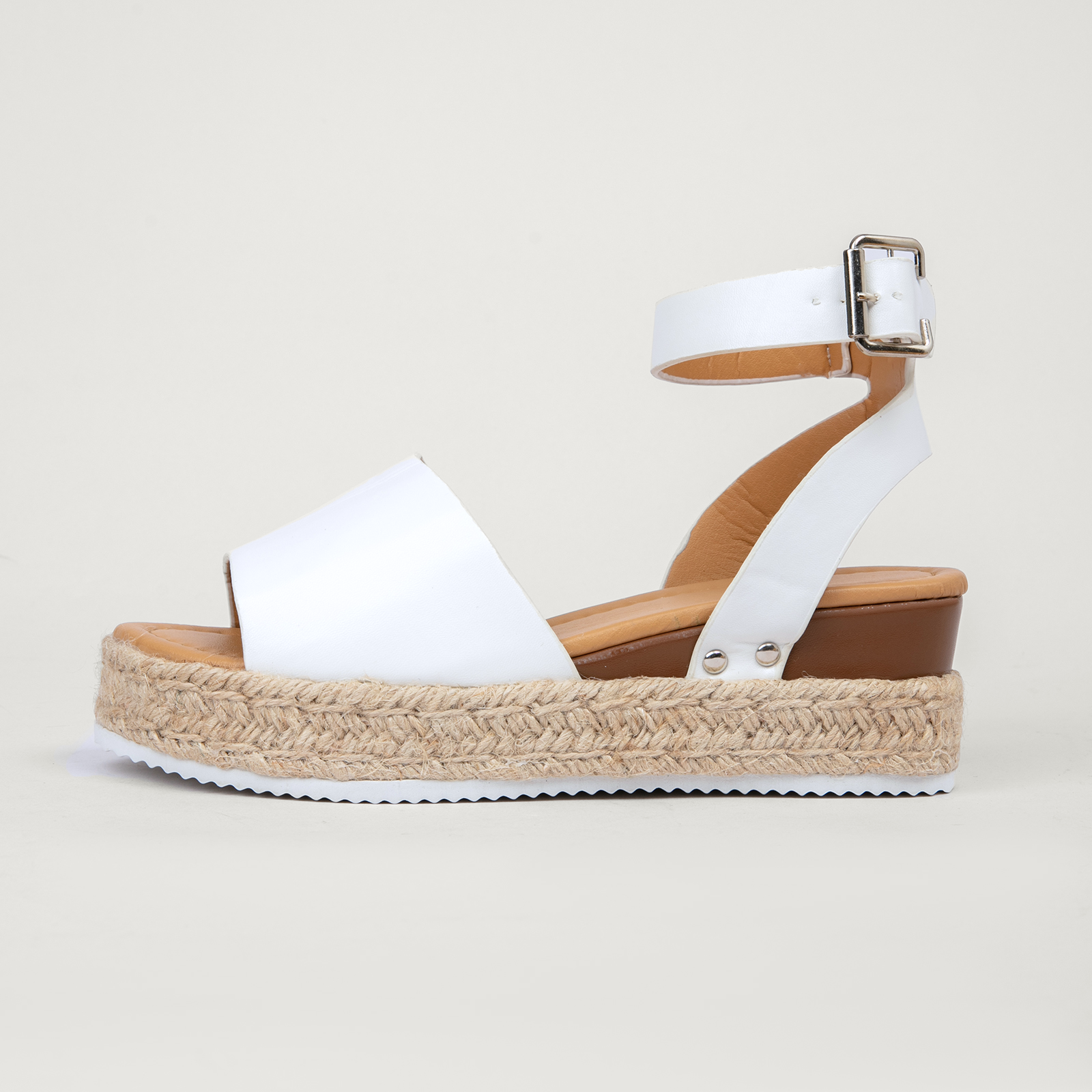 Open Toe Buckle Ankle Strap Espadrilles with Flatform Wedge Sandals For Women