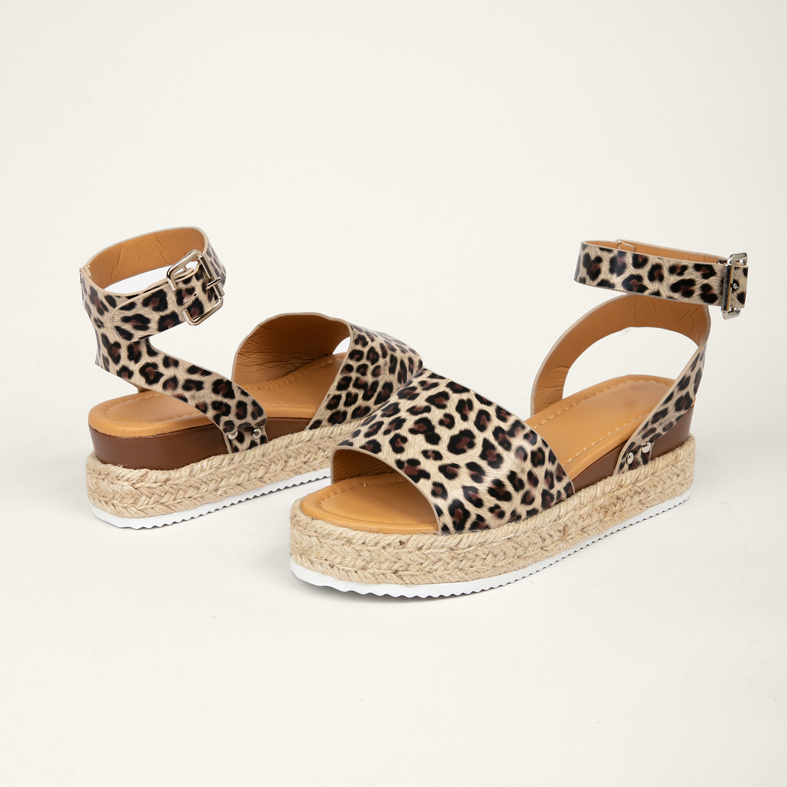  Buckle Ankle Strap Espadrilles with Flatform Wedge