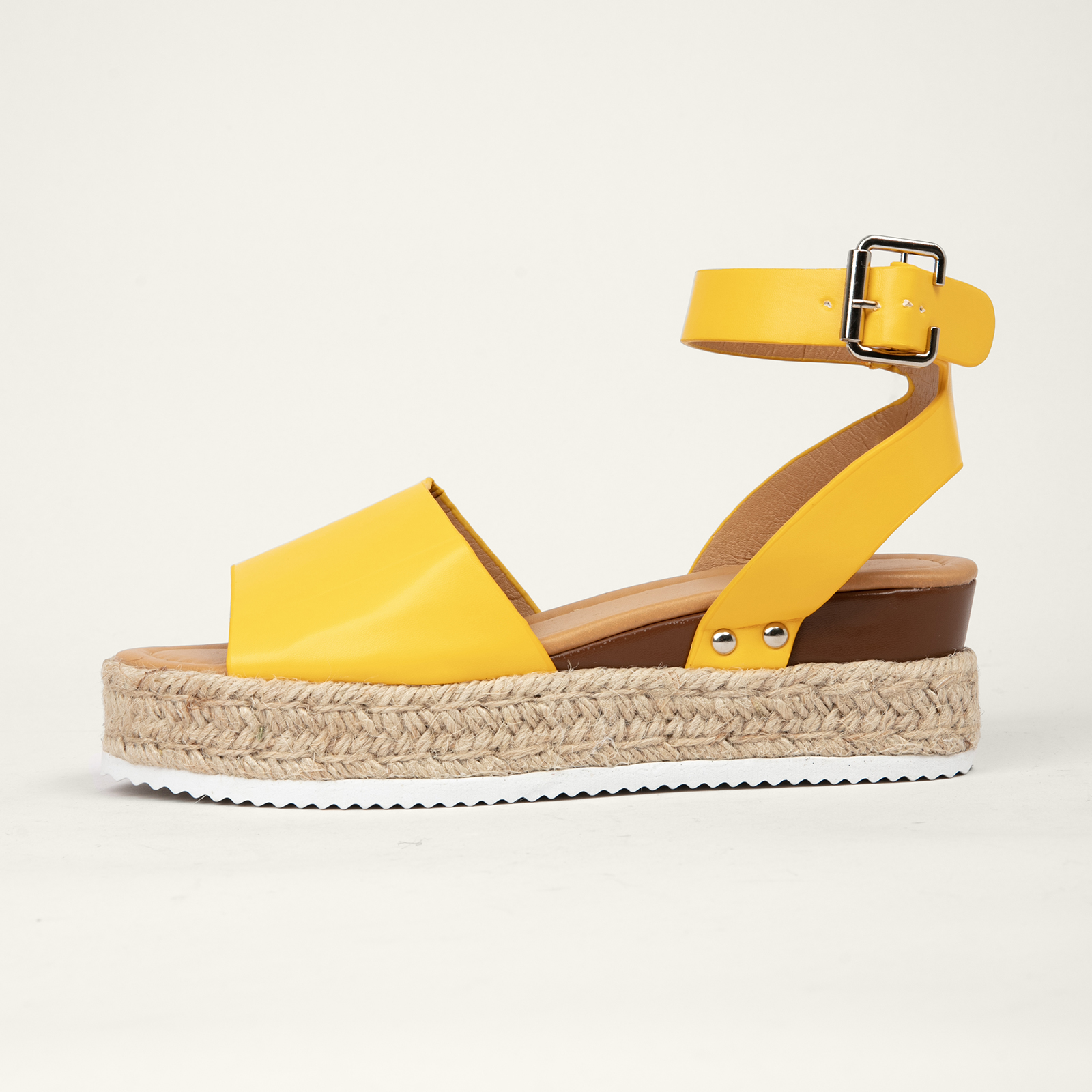 Open Toe Buckle Ankle Strap Espadrilles with Flatform Wedge Sandals For Women