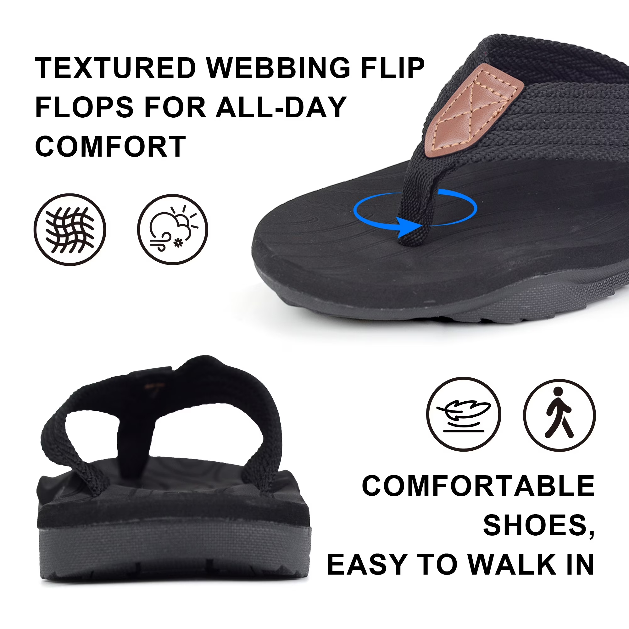 Men's Flip Flops with Arch Support