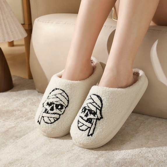 Halloween Slippers for Women and Men White