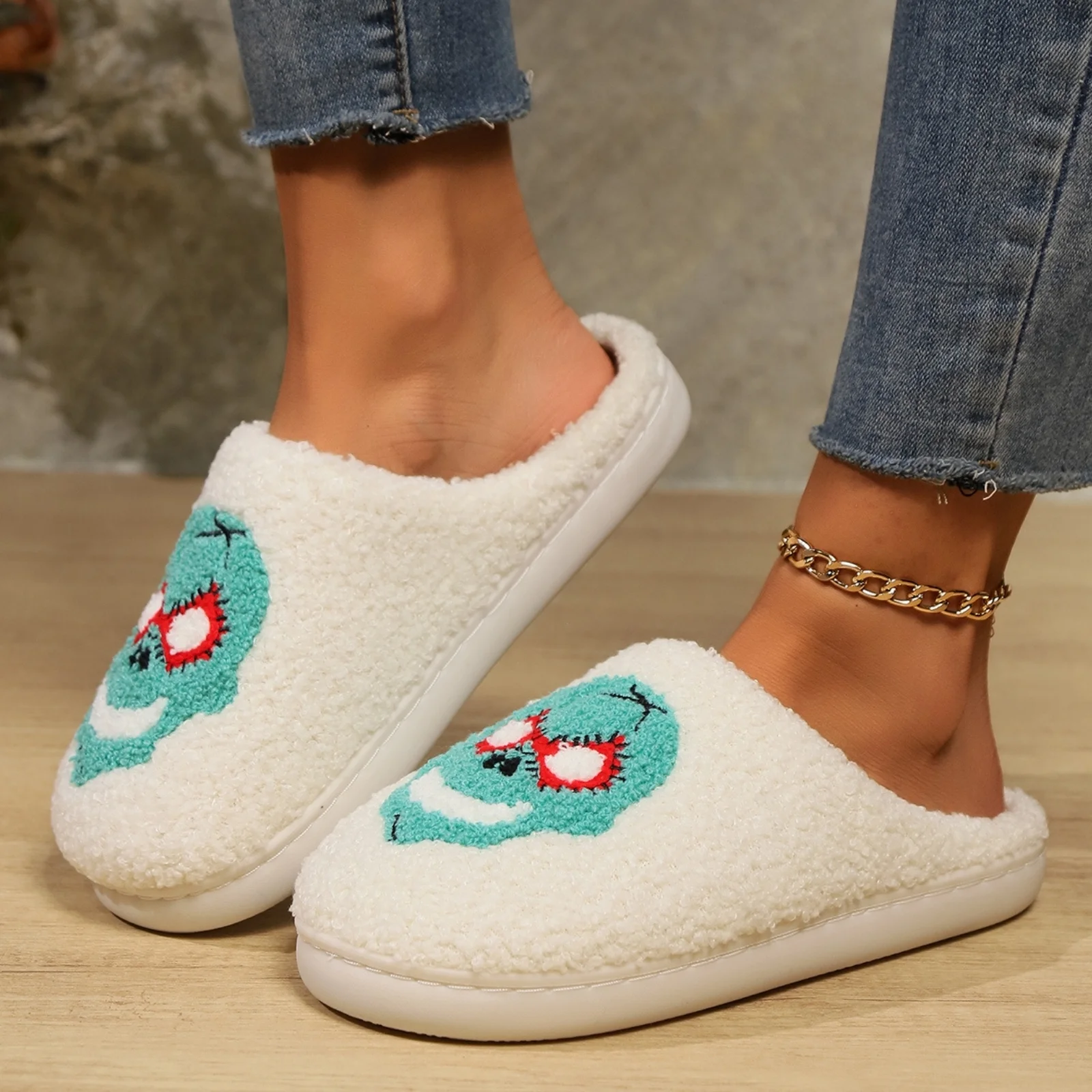 Soft Plush Halloween Slippers for Women and Men