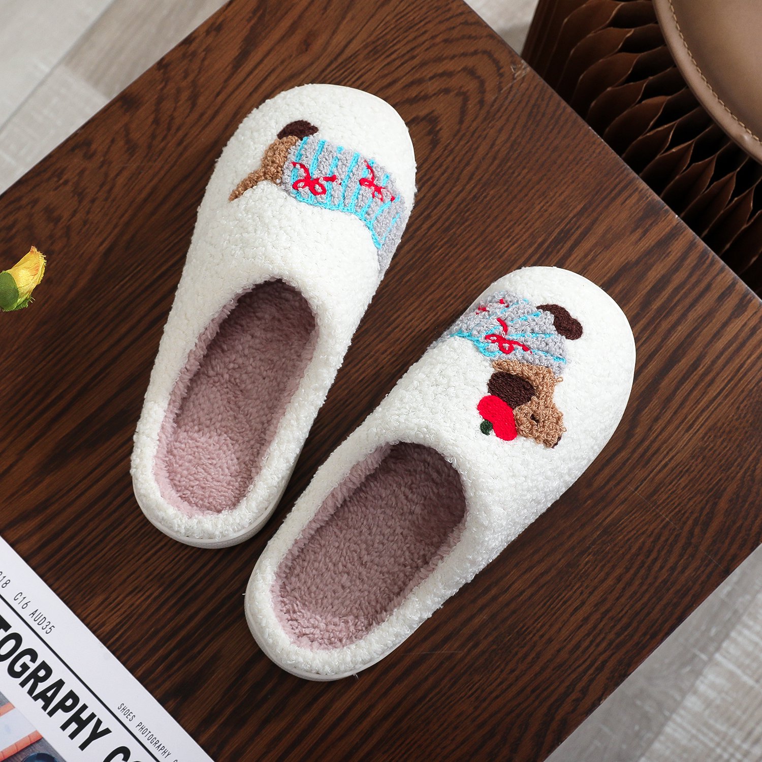 BERANMEY Cute Animal Puppy Butterfly Dogs Slippers