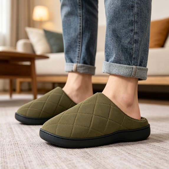 Slip On Waterproof Mens Slippers Closed Toe Slippers for Mens Warm