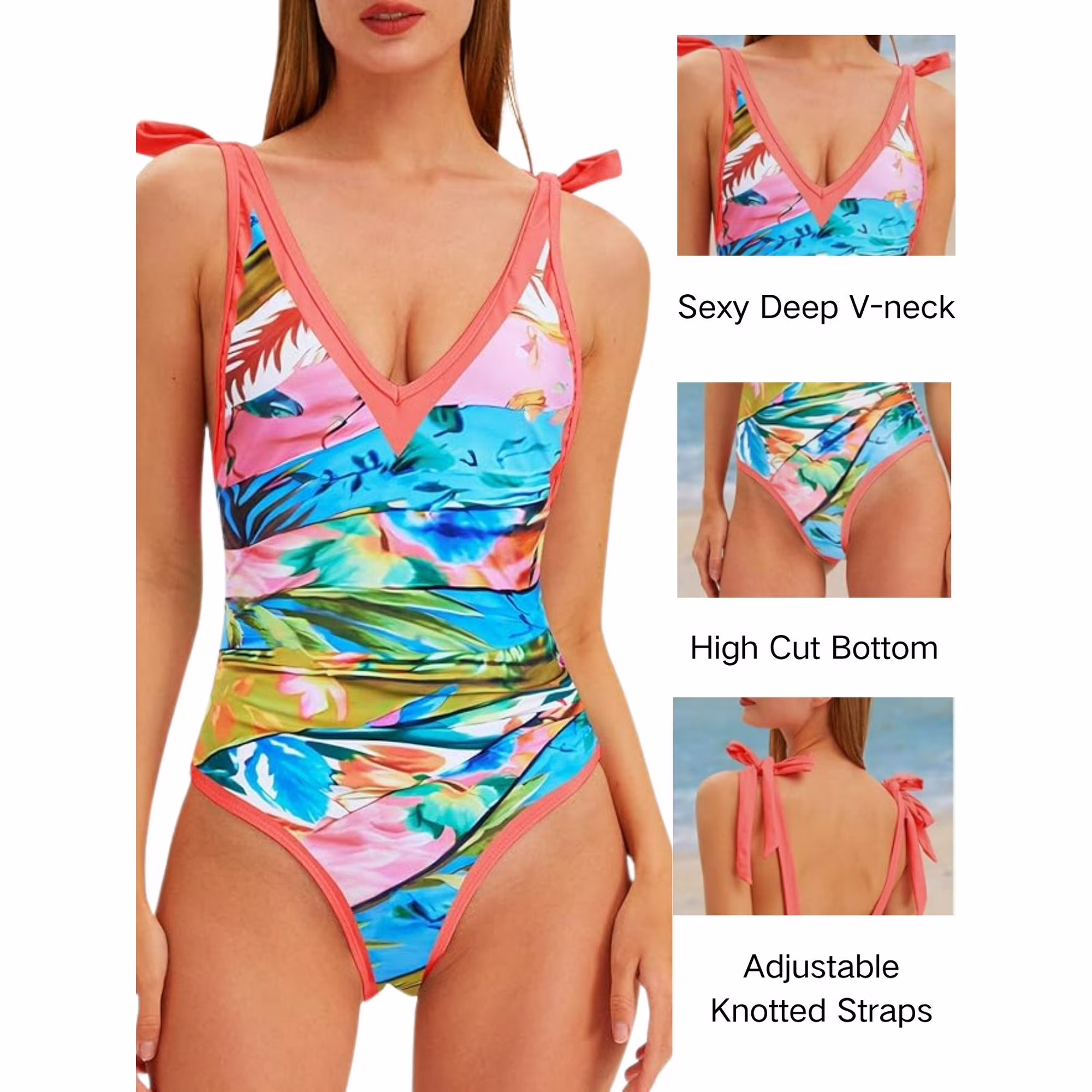 Women's One Piece Swimsuit with Cover up Beach Skirt Sarong