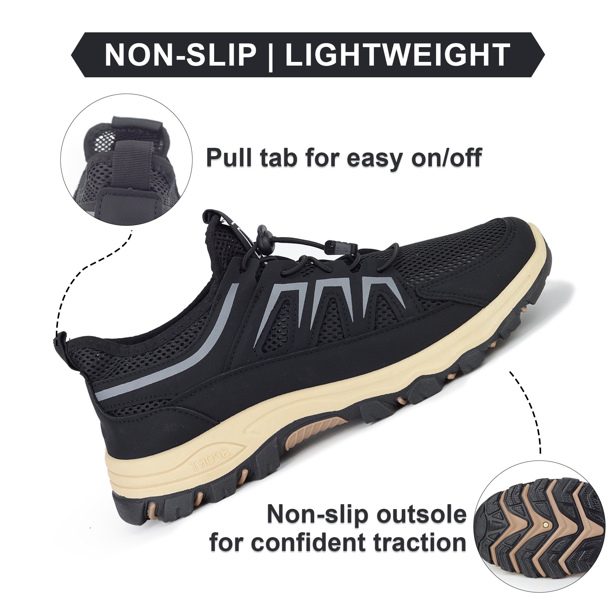 Men's Breathable Wide Hiking Walking Shoes for Travel Commute