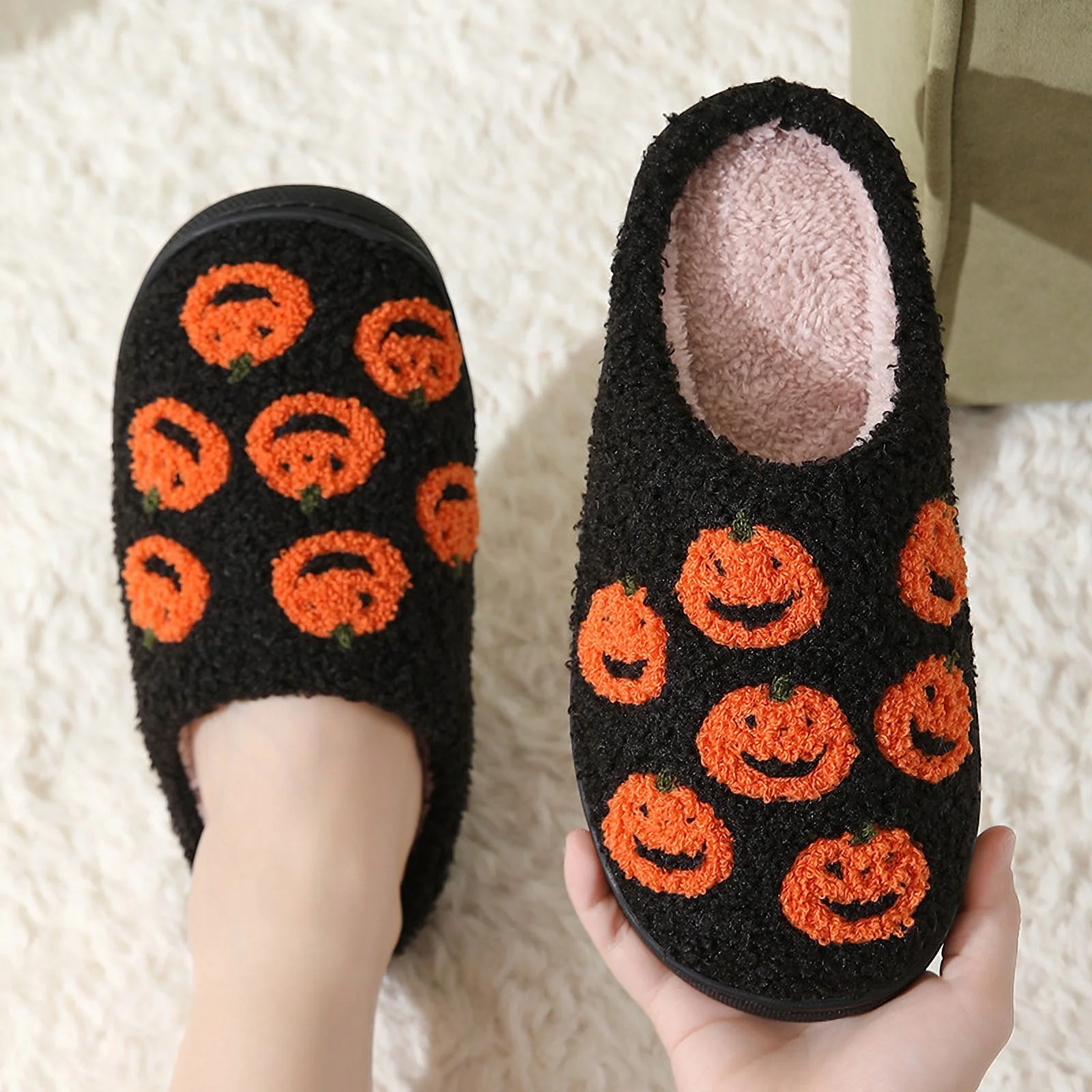 Soft Plush Halloween Slippers for Women and Men