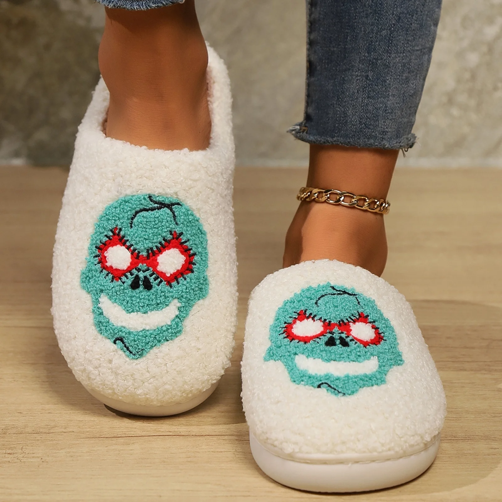 Soft Plush Halloween Slippers for Women and Men