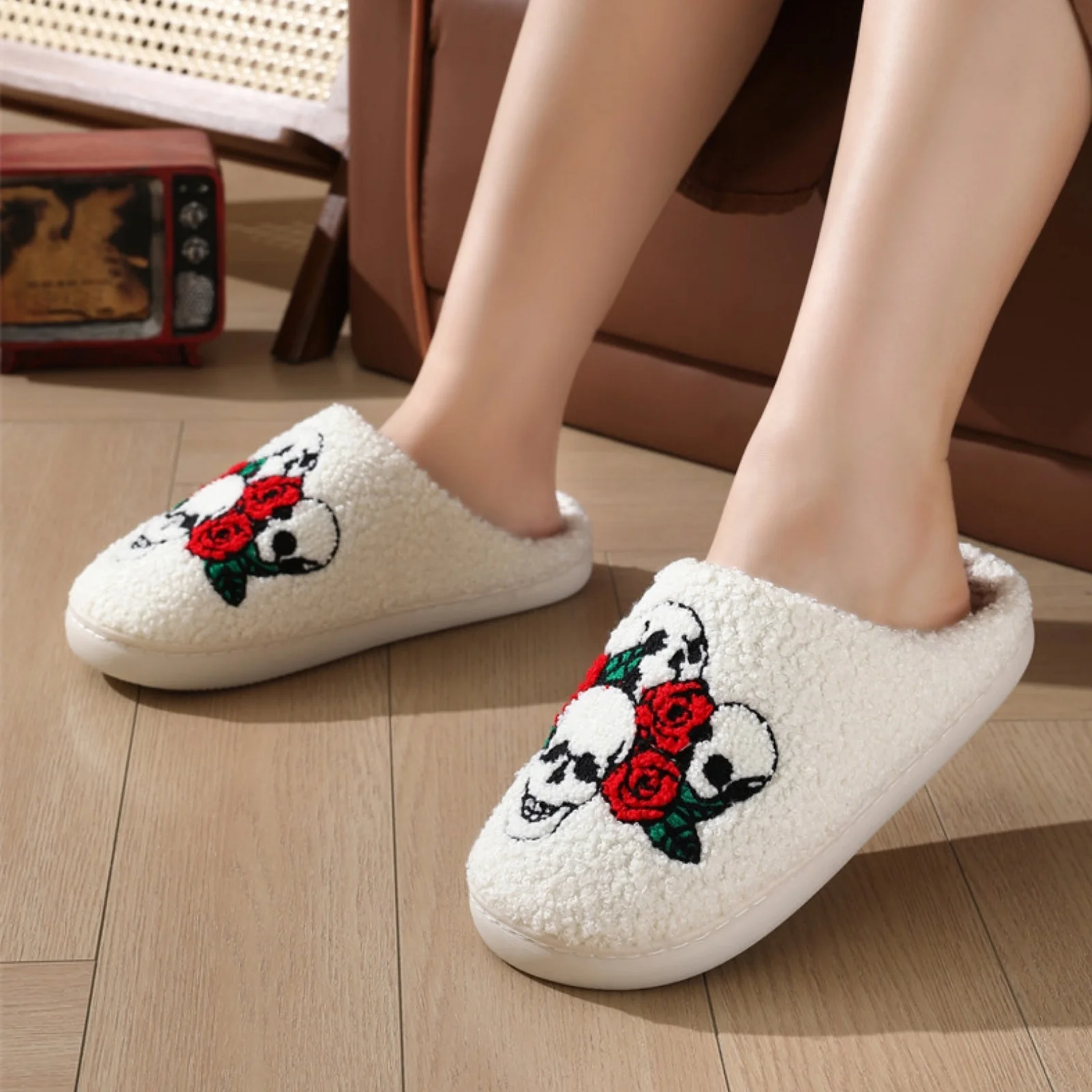 Soft Plush Halloween Slippers for Women and Men