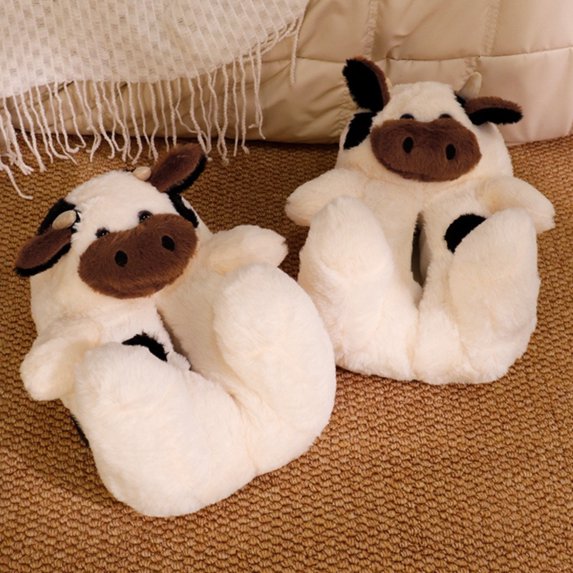 Cute Cow Slippers for Women Men Cartoon Animal House Slippers