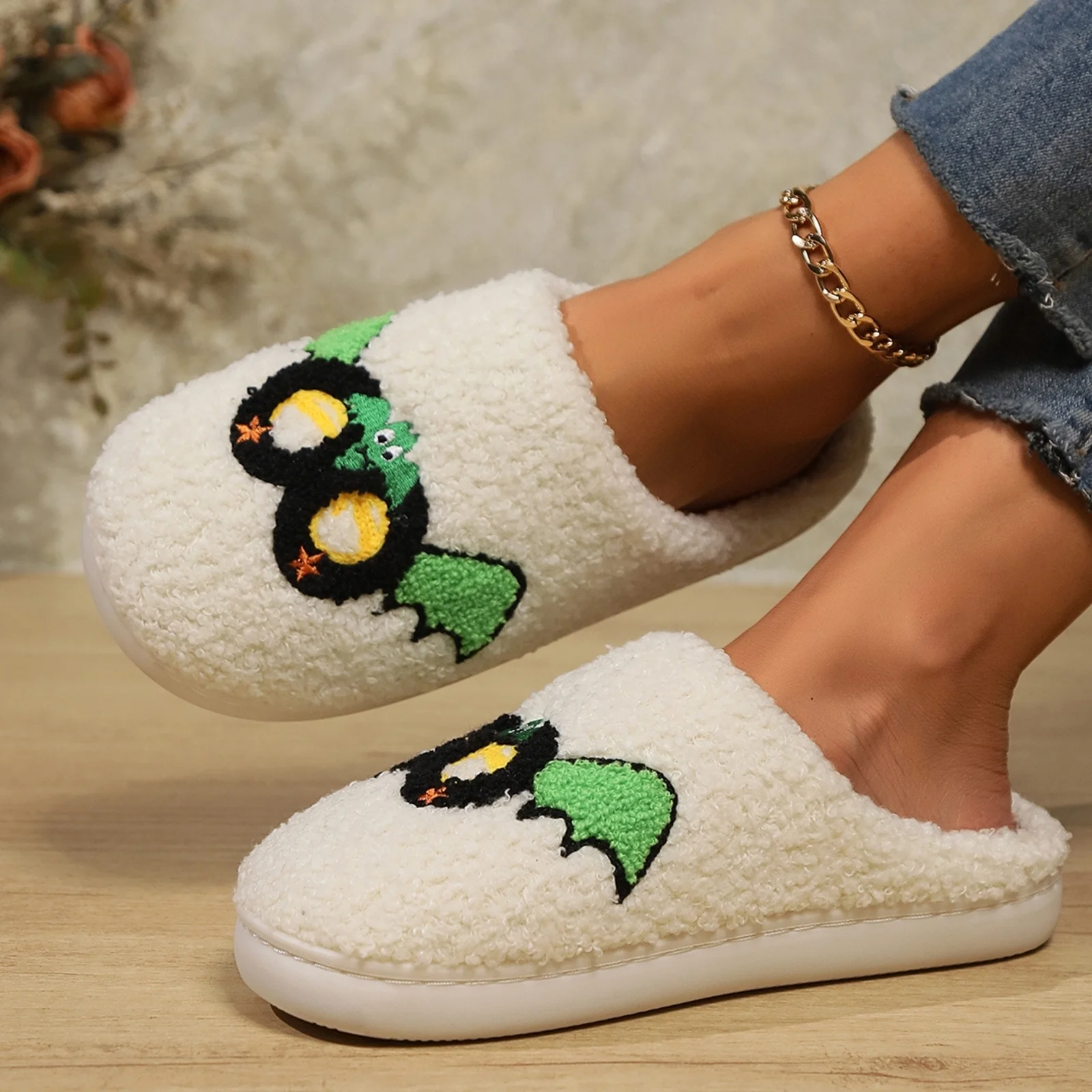 Soft Plush Halloween Slippers for Women and Men