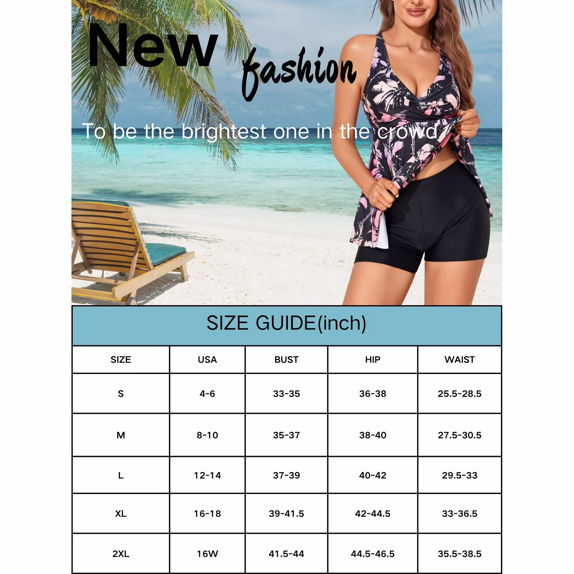 Sexy Deep V Neck Floral Print Tankini Swimsuits for Women