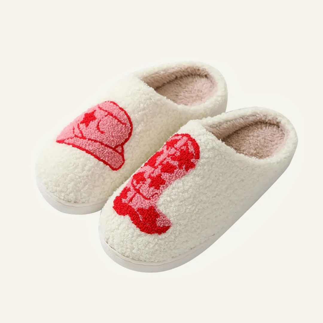 Plush Comfy Warm Slip-On Western Boots Slippers