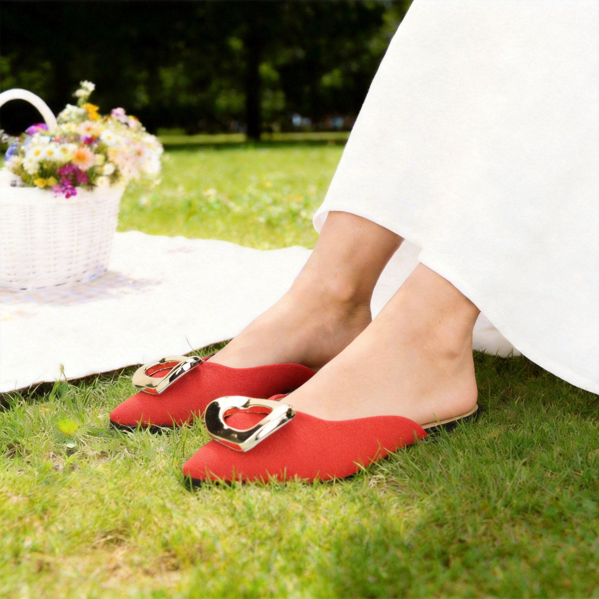 BERANMEY Flats for Women Slip On Ballet Flats with Metal Buckle 