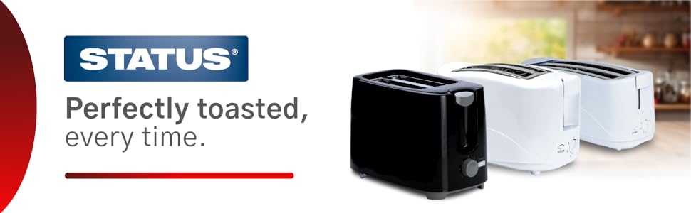Status Toasters range banner status logo white background with red accent