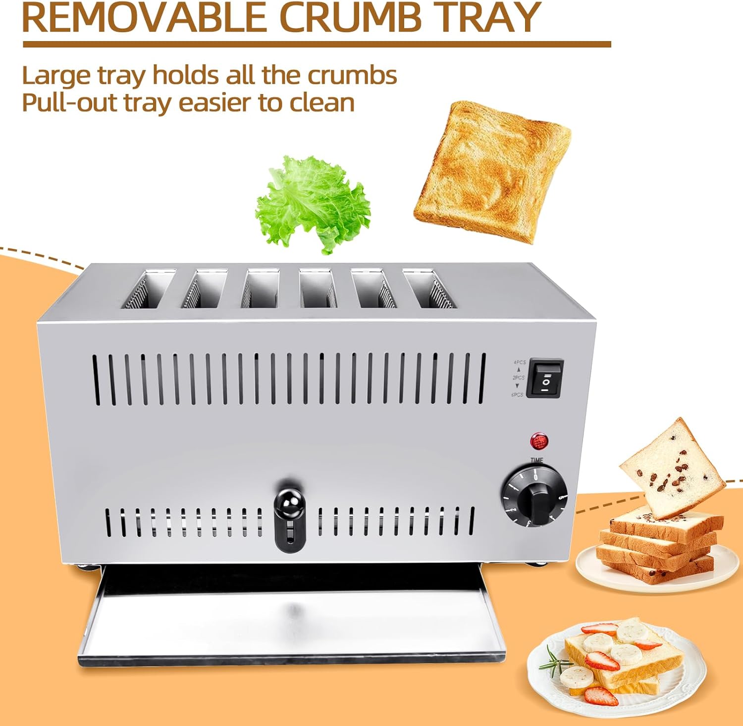 6 Slice Toaster With Removable Crumb