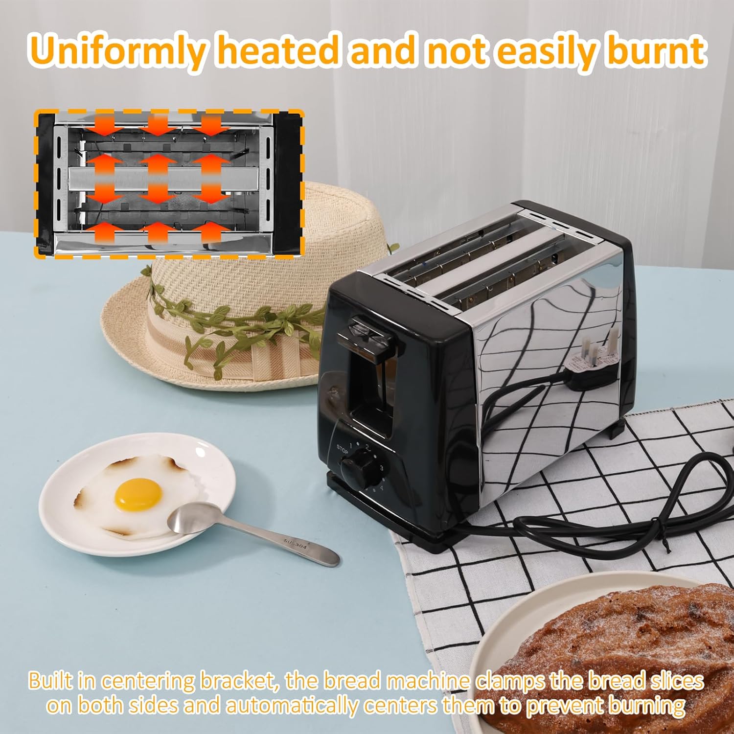 2 Slice Toaster with Double Wide Slots for Bagels Toast Crumpets
