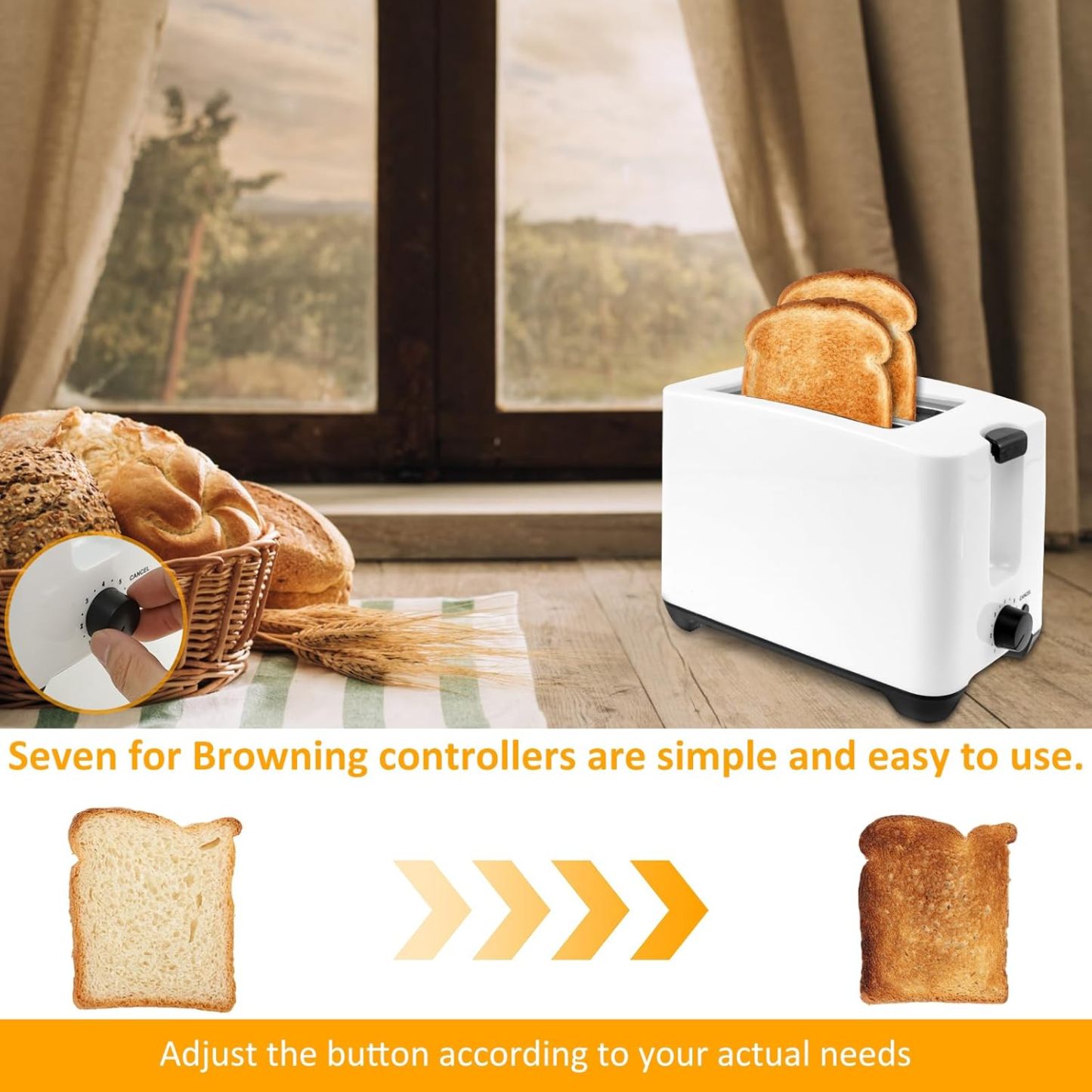 2 Slice Toaster with Double Wide Slots for Bagels Toast Crumpets