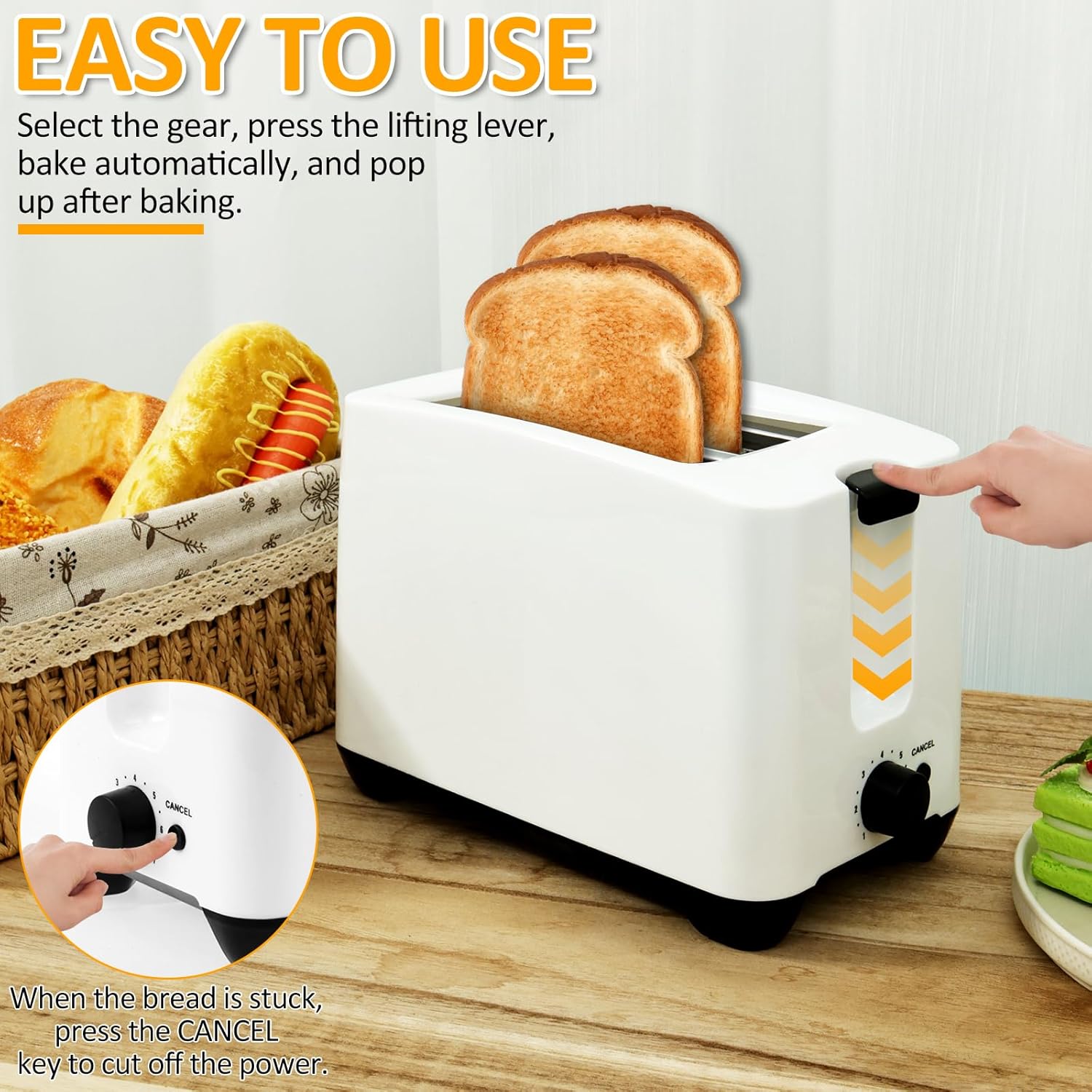 2 Slice Toaster with Double Wide Slots for Bagels Toast Crumpets