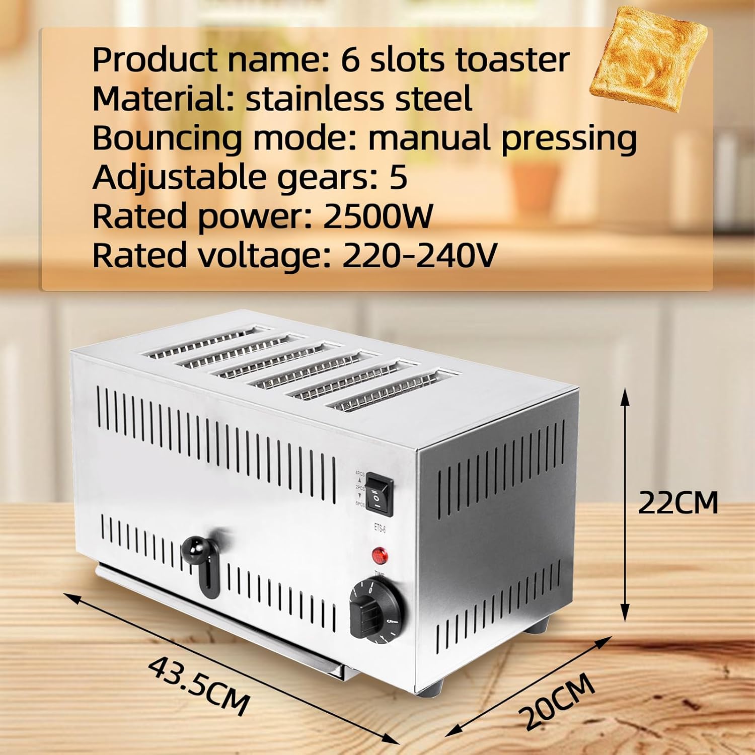 6 Slice Toaster With Removable Crumb