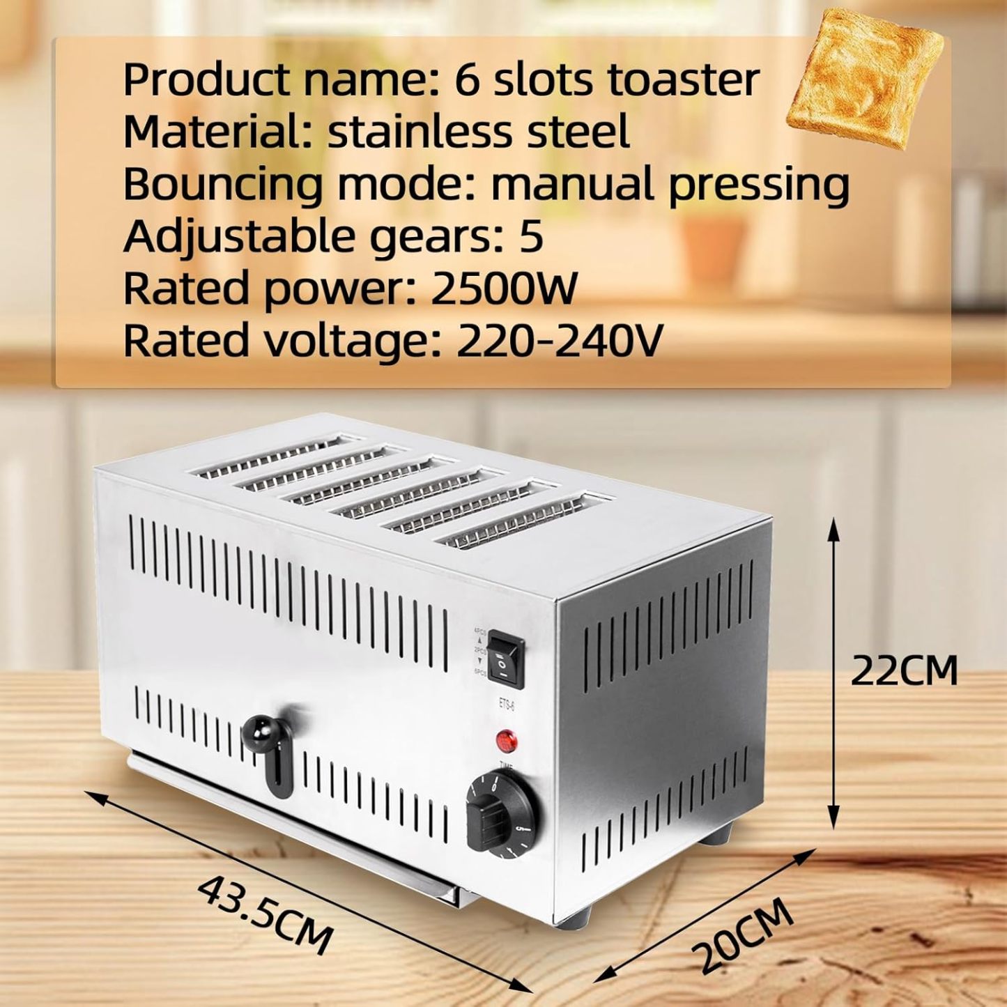 6 Slice Toaster With Removable Crumb