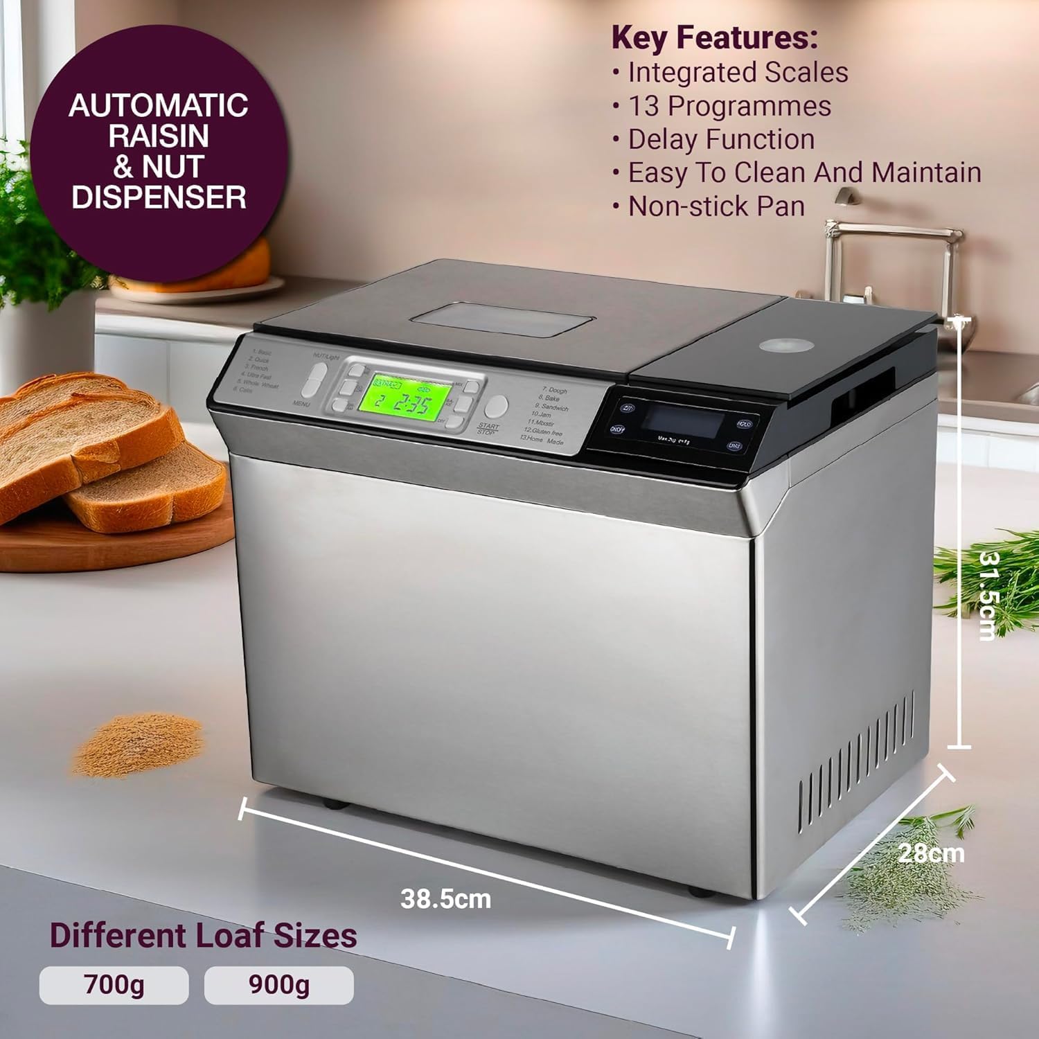 13-in-1 Bread Maker Effortless Homemade Bread