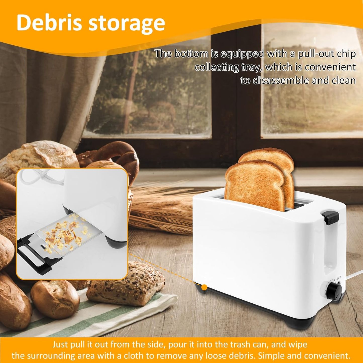 2 Slice Toaster with Double Wide Slots for Bagels Toast Crumpets