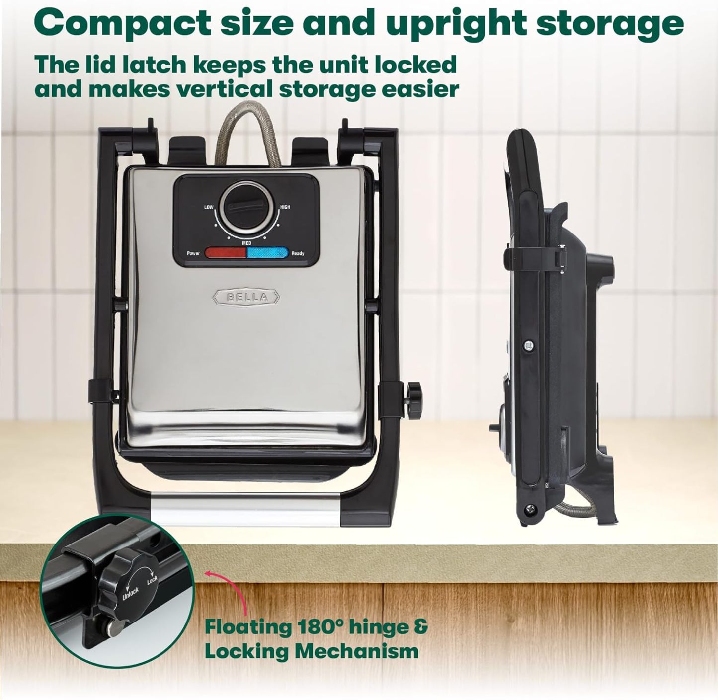 Panini Press Sandwich Maker and Electric Indoor Grill with Double Nonstick Plates