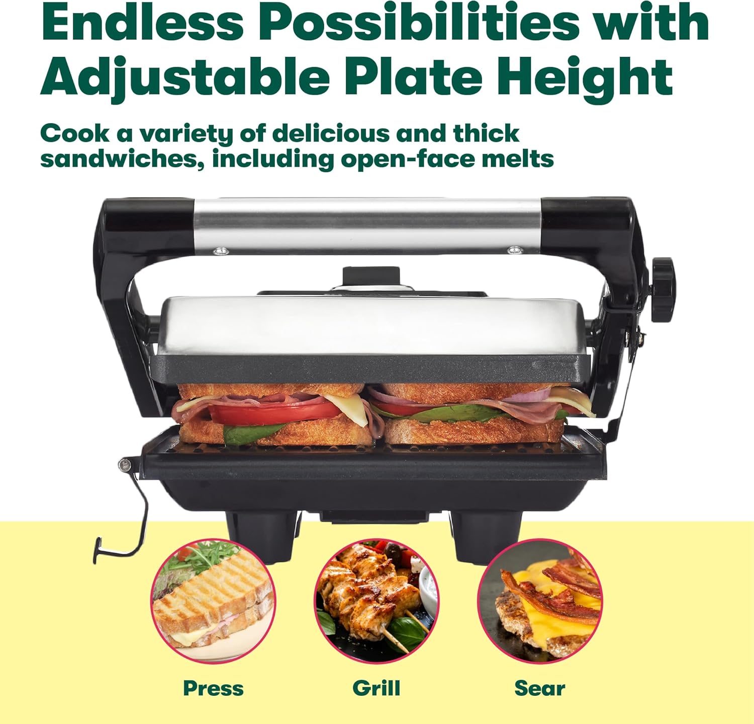 Panini Press Sandwich Maker and Electric Indoor Grill with Double Nonstick Plates