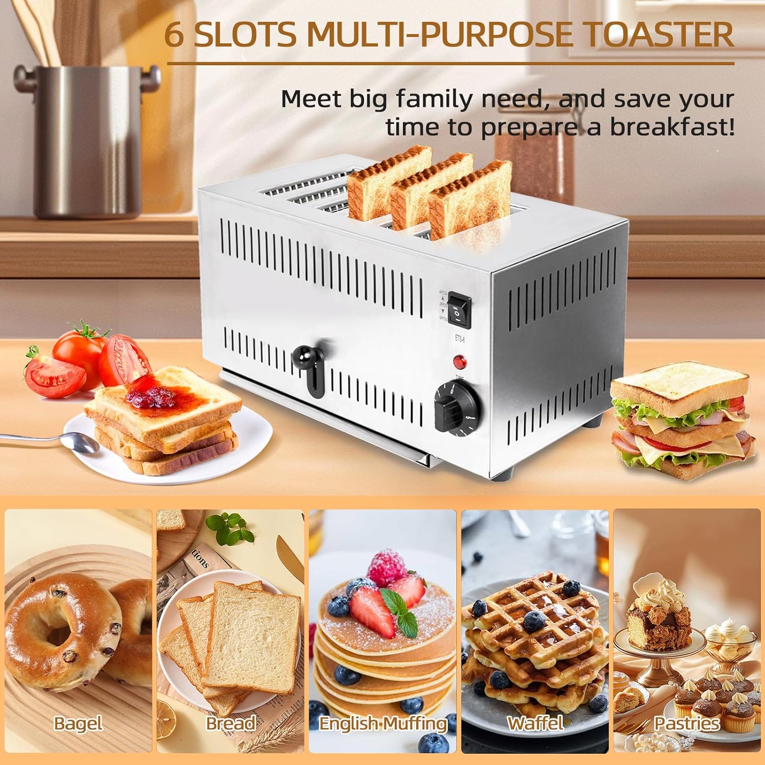 6 Slice Toaster With Removable Crumb