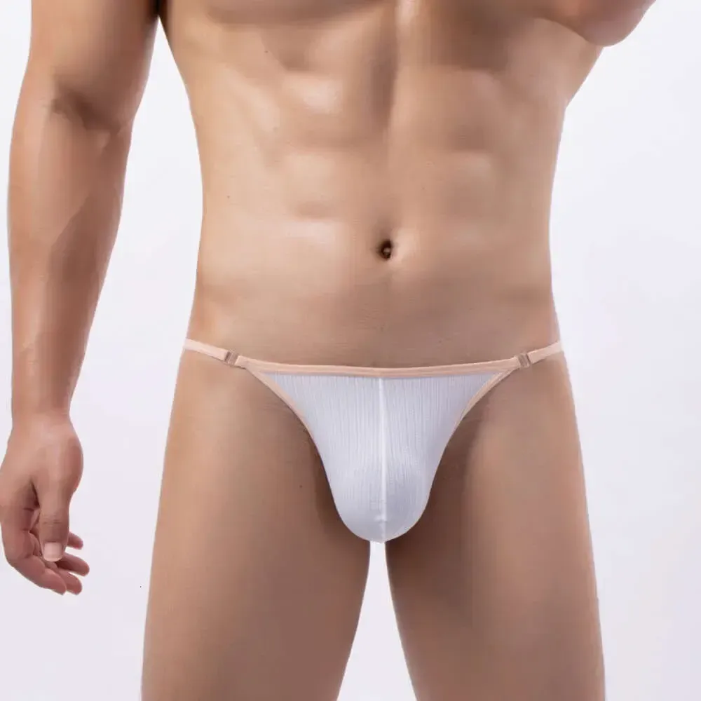 Knitted Detachable Side Briefs Sexy Comfy Front U Punch Men's Underwear Sports Wear Stretchy Thongs Panties Solid Sports