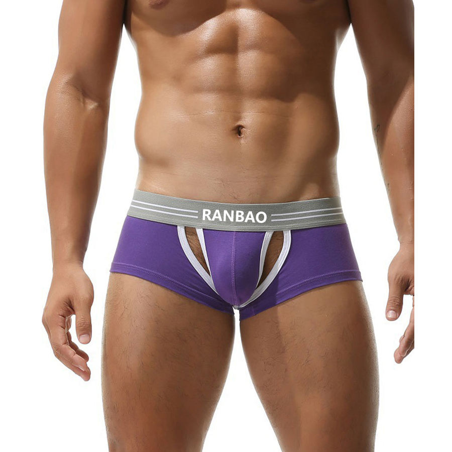 Men's Trunks Openning Fly Comfy Mens Underwear Solid Under Shorts Sports Underpants Stretchy Boxer Briefs Grundies Shorty