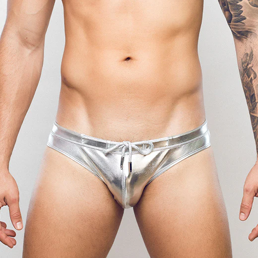 Swim Briefs Swimsuit Bikini Bathing Suit Men's Male Guy Briefs Underwear with Drawstring Waterproof Reflect Underpants Grundies