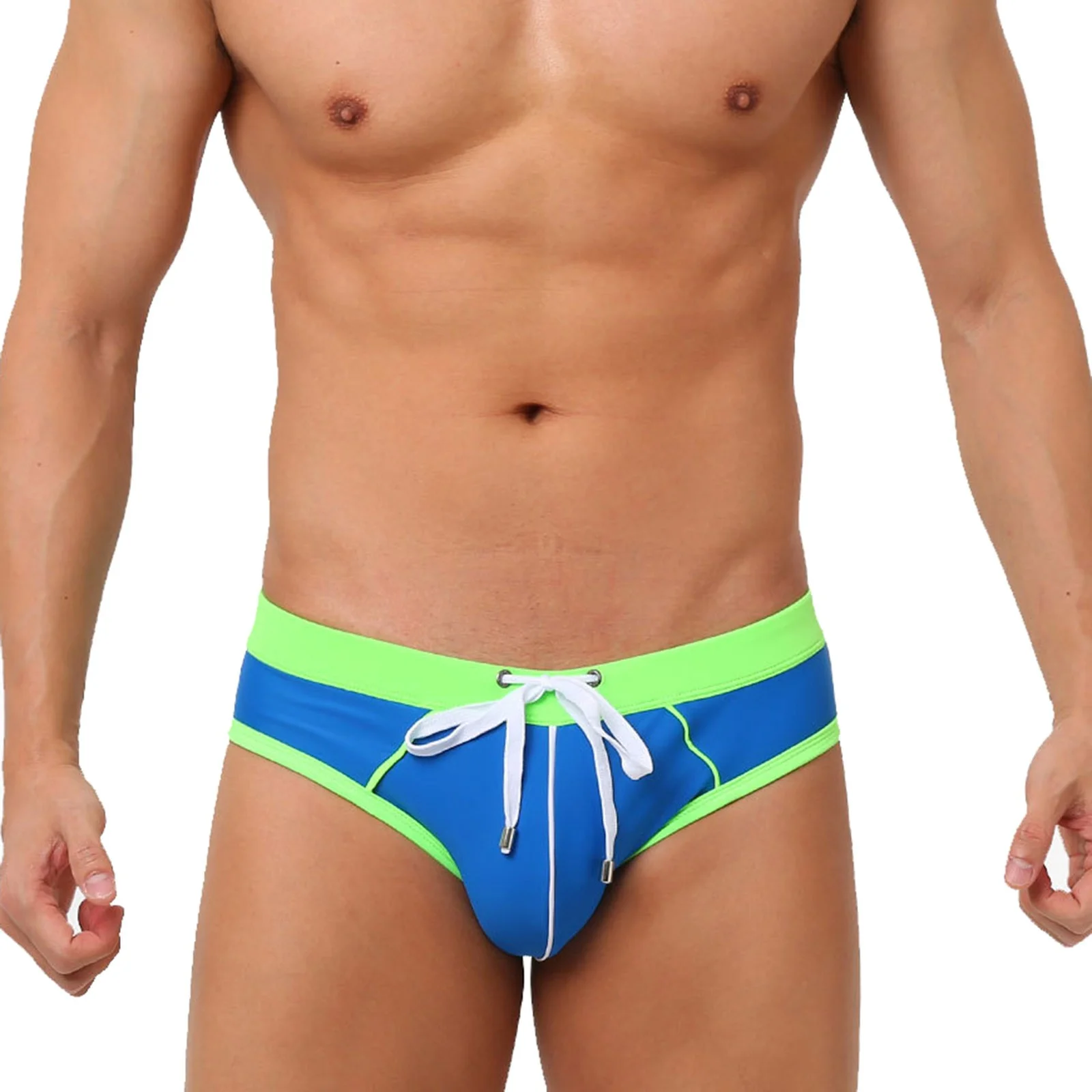 Swim Trunks Swimsuit Bikini Bathing Suit Men's Male Guy Briefs Underwear with Drawstring Pants Breathable Underpants Grundies