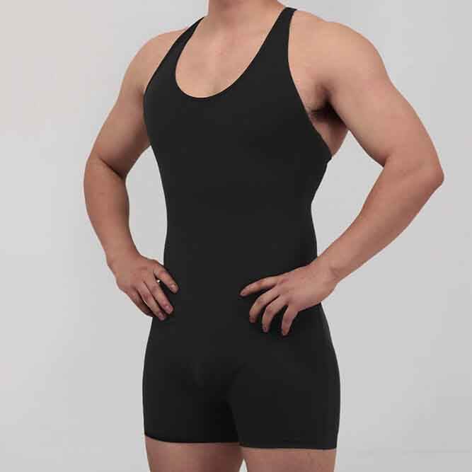 Racerback Fitness Trunks Bottom Scoop Neck Sleeveless Men's Bodysuit Sports Bodysuits Swimsuits Jumpsuit for Male Athletic Fit