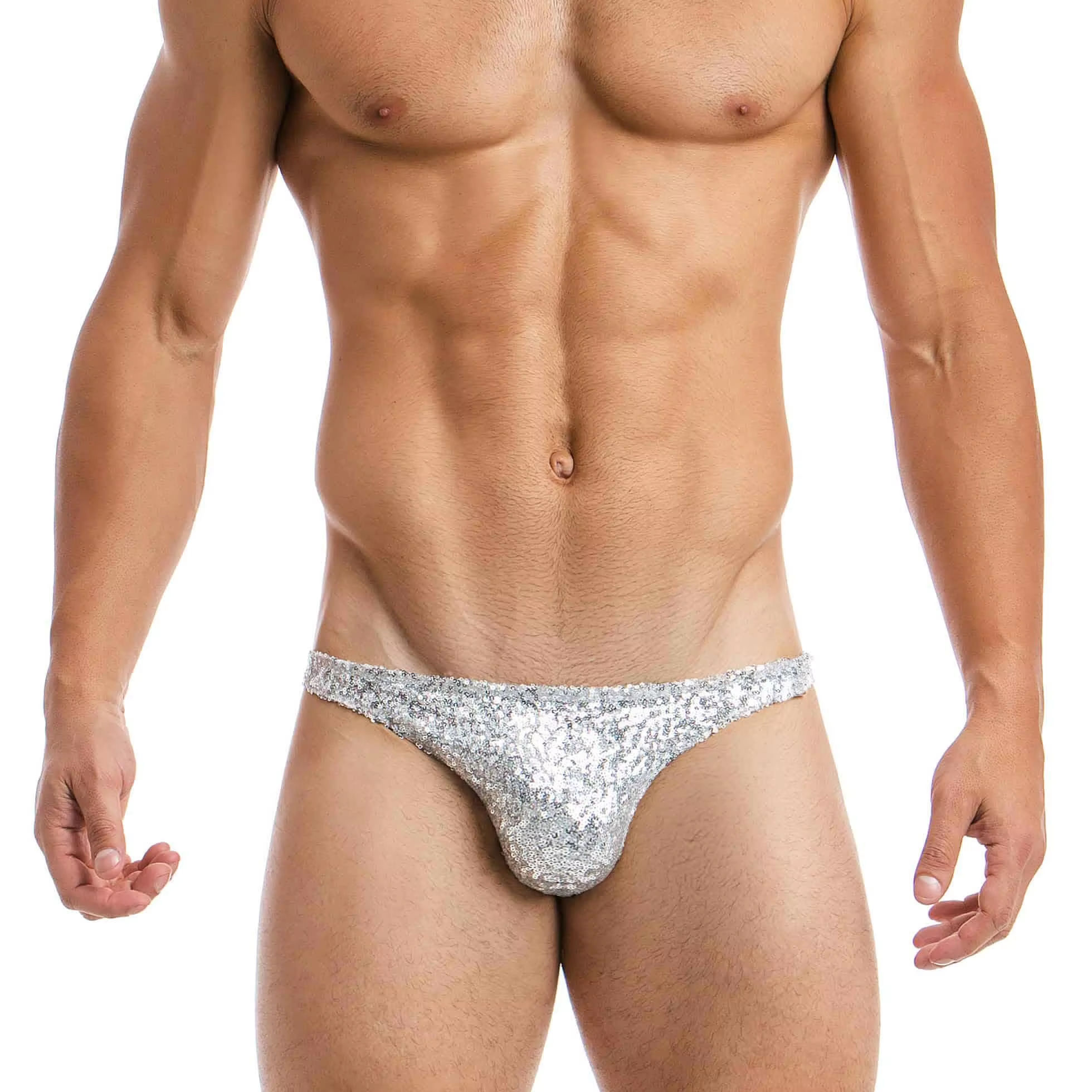 Briefs Swimwear Bikini Men's Male Shiny Sequin Sexy Guy Briefs Underwear Glitter Waterproof Reflect Underpants Grundies