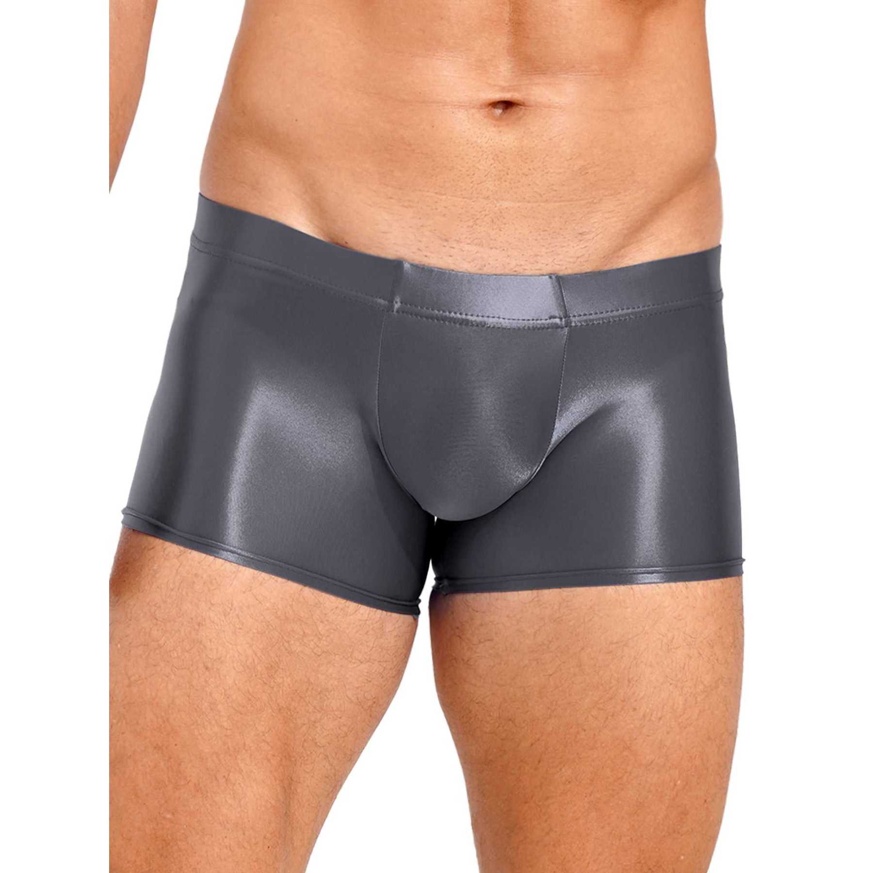 Men's Trunks Boxer Briefs for Male Customized Body-hugging Underwear Glossy Waterproof Solid Grundies Pool Sports Wear