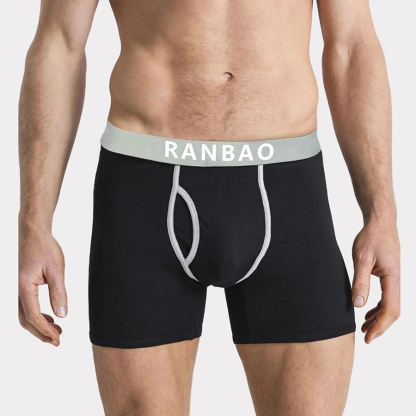 Comfy Men's Trunks Solid Color Contrast Side Fly Boxer Briefs for Male  Customized Elastic Waistband Body-hugging