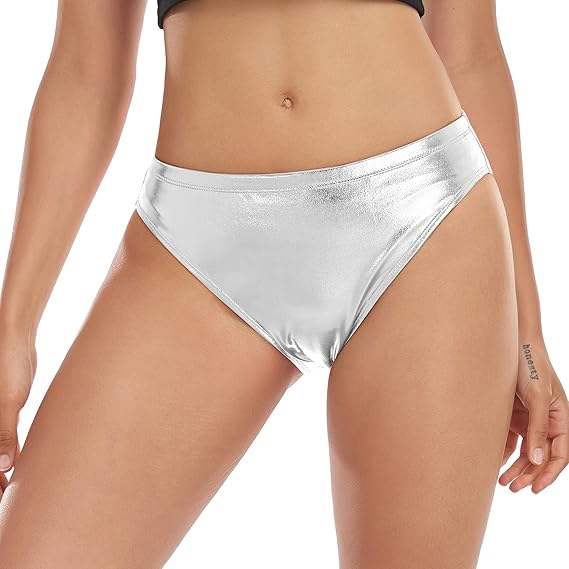 Lady's Shiny Metallic Panty Briefs High Cut Panty Women's Panties for Female Underwear Hipster Lingerie Knickers Every Day