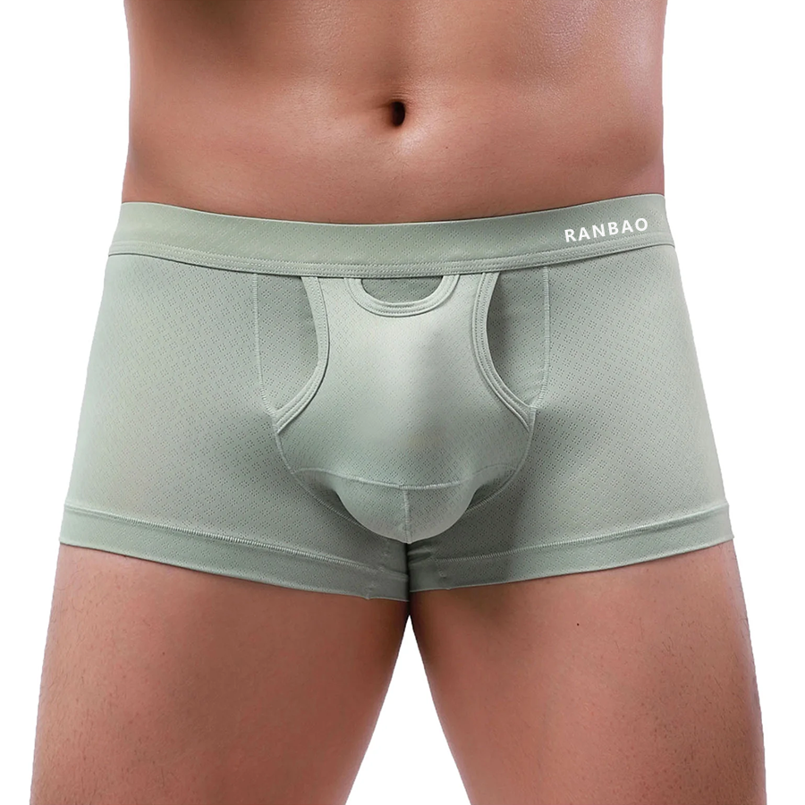 Men's Solid Breathable Functional Front Panel Stretchy Trunks Casual Support & Colorfast Men's Underwear for Male Boxer Briefs