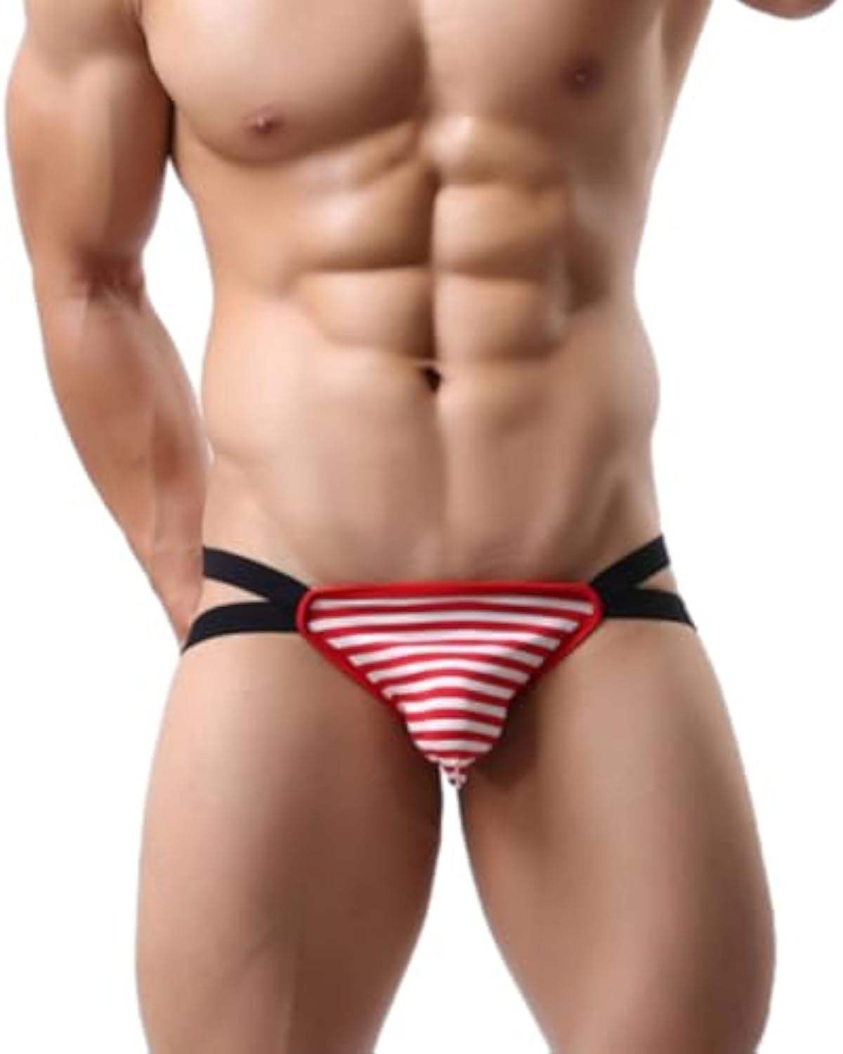 Men's Guy Swim Briefs Stripes Support Men's Underwear Sports Breathable Athletic Pants Underpants Grundies Pool Sexy Jock Strap