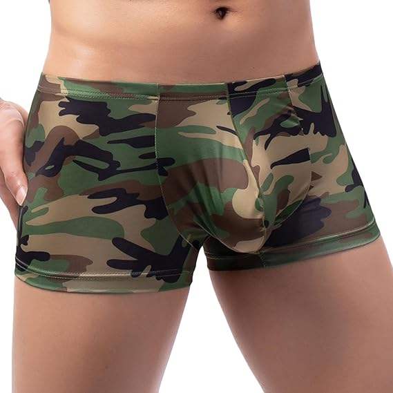 Wholesale Men's Trunks Camouflage Stretchy Trunks Shorty Undershorts Broekies Camo Print Pants for Male U Pouch Boxer Briefs