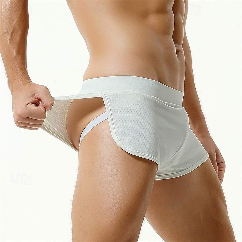 Mesh Breathable Jockstraps Shorty with Pouch Solid Men's Underwear Trunks Boxers Undershorts Shorts for Male Boxers