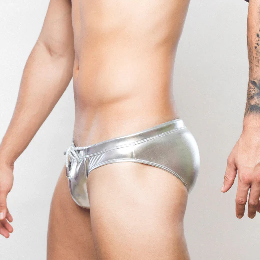 Swim Briefs Swimsuit Bikini Bathing Suit Men's Male Guy Briefs Underwear with Drawstring Waterproof Reflect Underpants Grundies