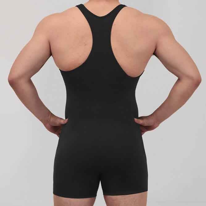 Racerback Fitness Trunks Bottom Scoop Neck Sleeveless Men's Bodysuit Sports Bodysuits Swimsuits Jumpsuit for Male Athletic Fit