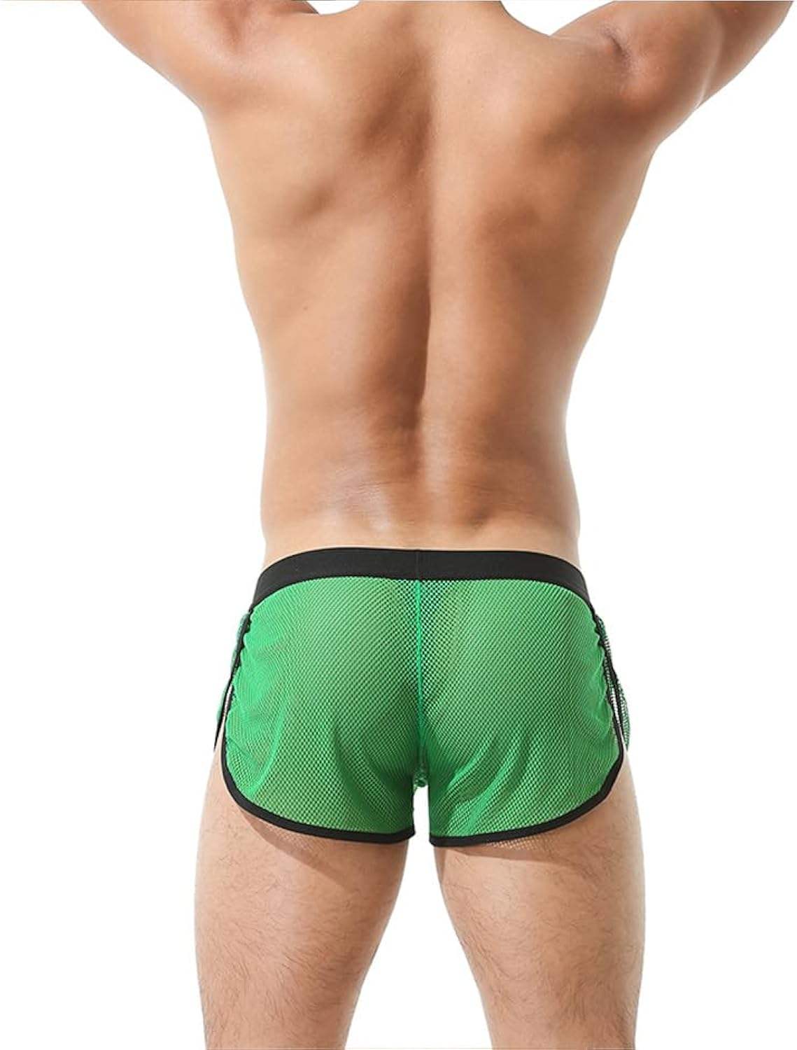Mesh Breathable Men's Underwear Solid Color Trunks Boxer Briefs Undershorts with Pouch Transparent Shorts for Male See Through