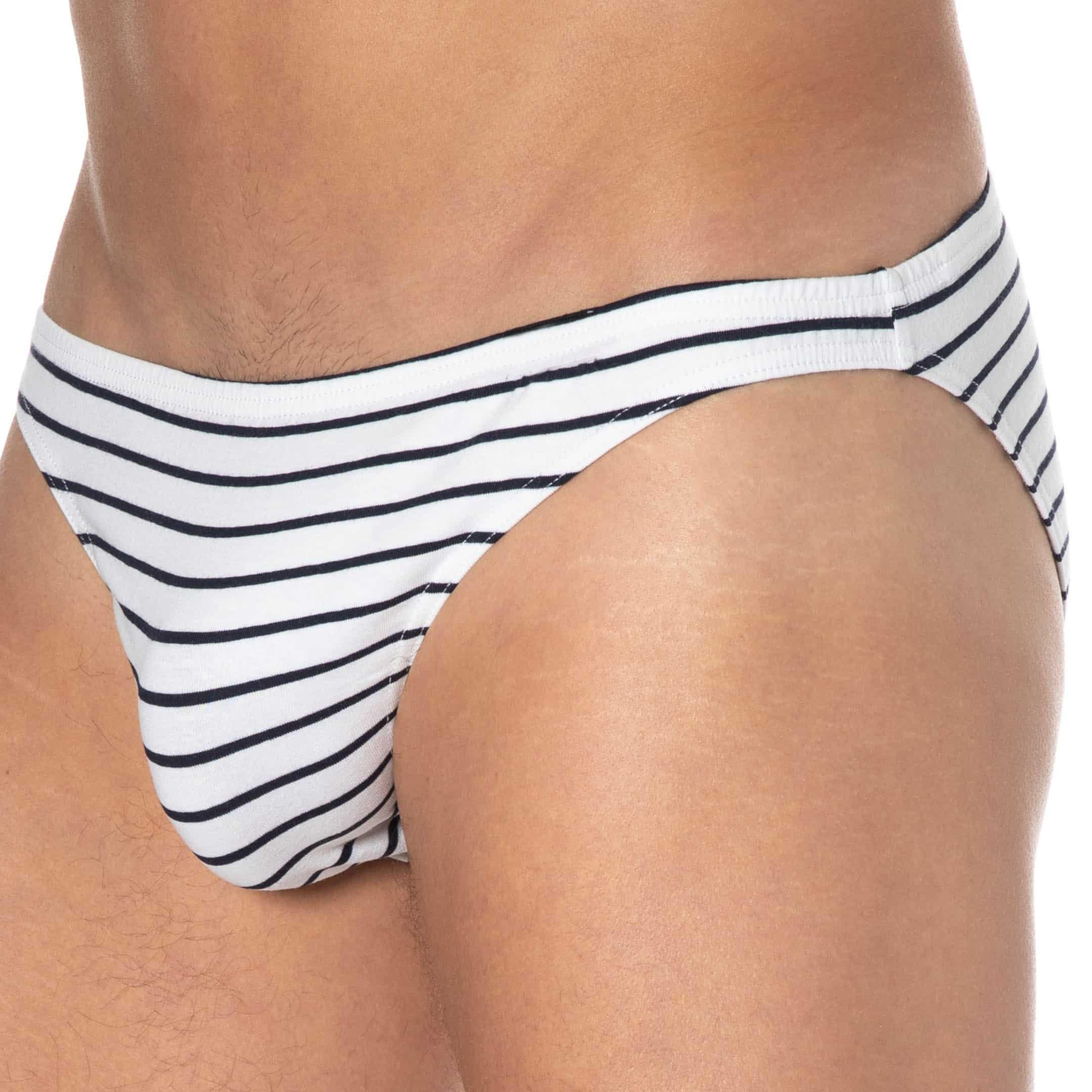 Horizontal Striped Drawstring Men's Guy Briefs Men's Underwear Pants Breathable Underpants Grundies for Male Bikini-cut