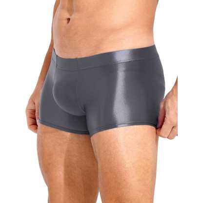 Men's Trunks Boxer Briefs for Male Customized Body-hugging Underwear Glossy Waterproof Solid Grundies Pool Sports Wear