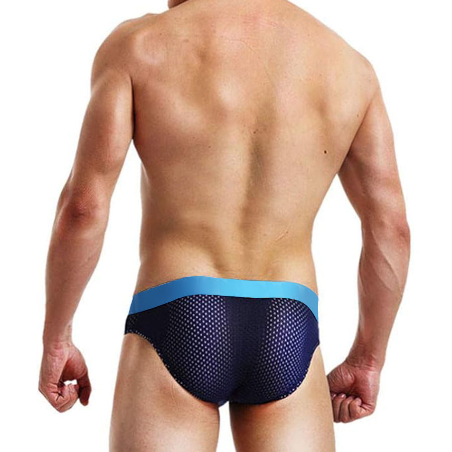 Men Low Waist Sports Thin Breathable Mesh Sexy Men's Underpant Briefs Elastic Waistband Solid Color 