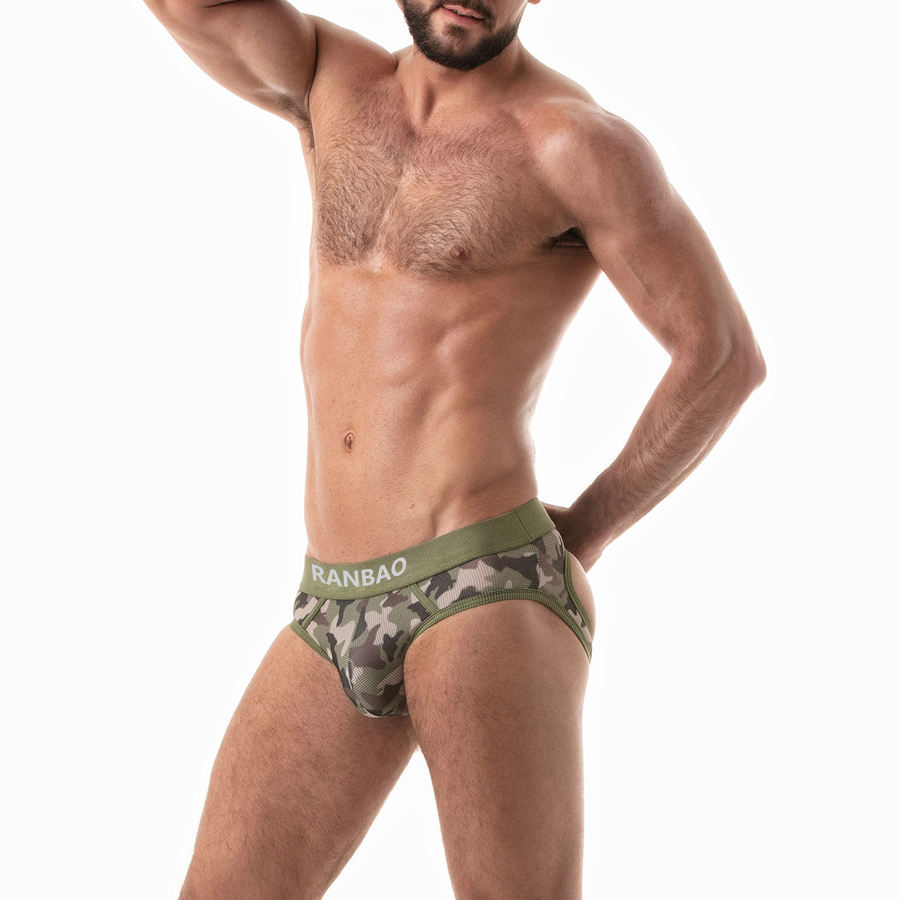 Camo Jockstraps Bottomless Briefs Sexy Support & Colorfast Men's Underwear Sports Wear Stretchy Thong